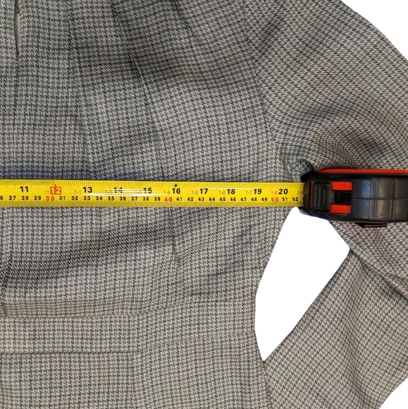 60s-inspired Retro Houndstooth Plaid Grey Long Sleeve Dress Silk/Wool L/XL - Picture 6 of 16